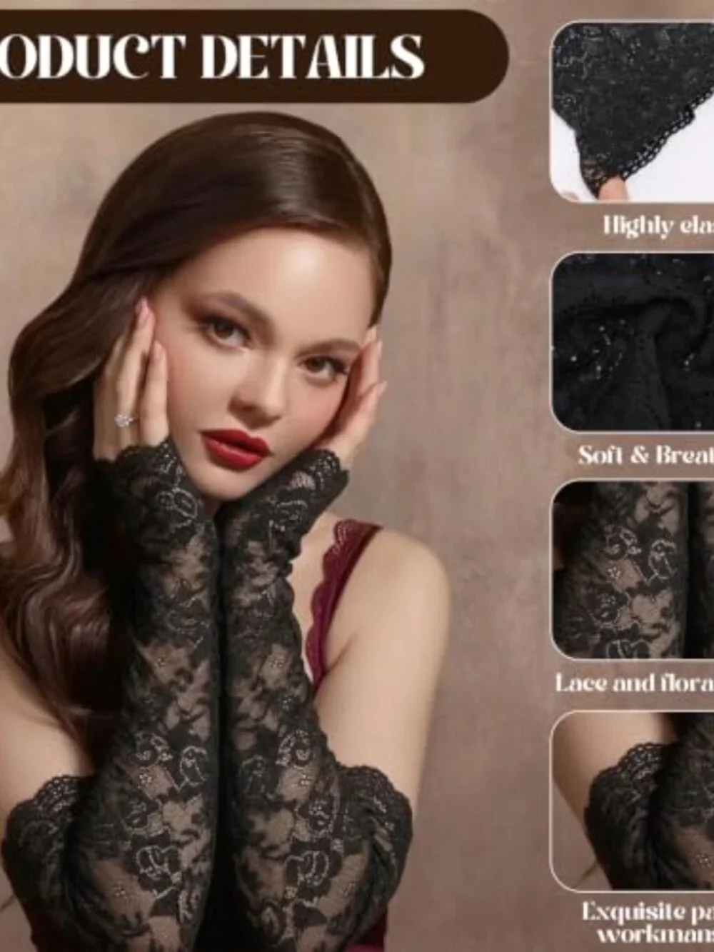 8 Pairs Lace Arm Sleeves for Women, Elbow Length, Floral Hollow, Soft Stretch